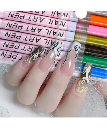 Nail Art Pens 12 Colors Nail Polish Pens Set Waterproof Nail Varnish Pens Quick Dry Nail Art Graffiti Painting Pens DIY Abstract Lines Detail Pen Manicure Polish Tools - (0.7mm Plastic Pen Nib) - Buy Online on GoSupps.com