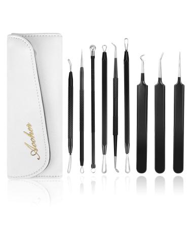 Blackhead Acne Remover Kit  Aooher 9pcs Stainless Steel Blemish and Comedones Extractor Tool Set for Treating Blackhead Whitehead Acne Pimples