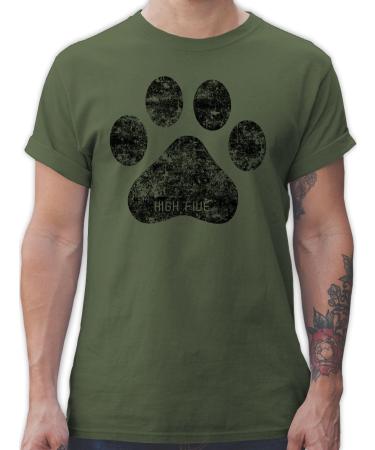 Shirtracer - T-Shirt Men - Gift for Dog Owners - High Five Dog Paw 2 Army Green XL