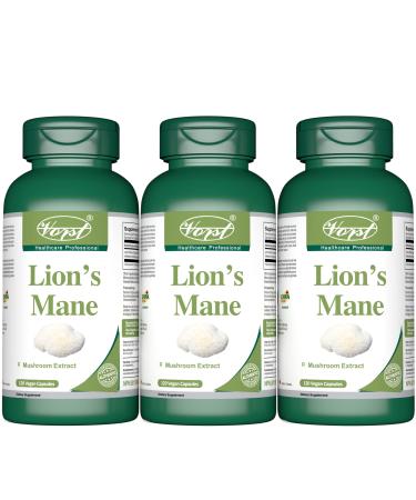 VORST Lion's Mane 1000mg 3 X 120 Vegan Capsules | Mushroom Based Brain Boost Supplement for Cognitive & Mental Health | Nootropic | NON-GMO | Powder Pills | 3 Bottles 120 count (Pack of 3)