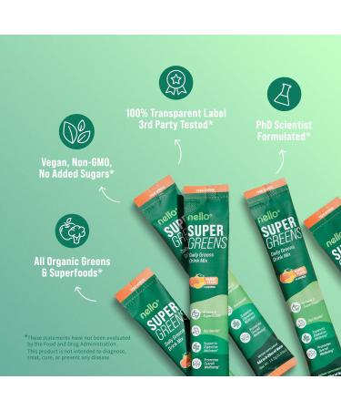Nello Supergreens Premium Superfood Greens Drink Mix w/Chlorella Moringa Spinach & Broccoli + Digestive Enzymes & Probiotic Blend -Nutrient-Packed Powder Wellness (Mango Peach 20 SRV Travel Pack) Mango Peach 20 Servings  - Buy Online on GoSupps.com