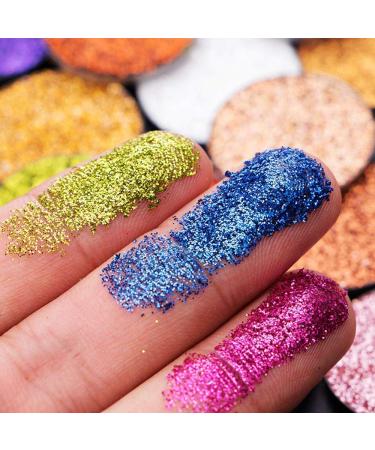 24 Color Pressed Glitter Eyeshadow Palette | Metallic Highly Pigmented Waterproof Long Lasting Shimmer - Shop Internationally! - Buy Online on GoSupps.com