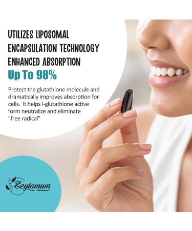 2400 MG Liposomal Glutathione Softgels, Max Absorption, Active Form L-Glutathione Reduced (GSH), with Hyaluronic Acid, Resveratrol, Master Antioxidants for Brain, Immune System, 60 Softgels 60 Count (Pack of 1) - Buy Online on GoSupps.com