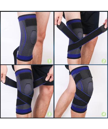 Ruilala Knee Support - Compression Band for Men & Women - Ideal for Meniscal Tear Arthritis & Tendon Inflammation - Blue Size M - Perfect for Fitness & Weightlifting - Buy Online on GoSupps.com