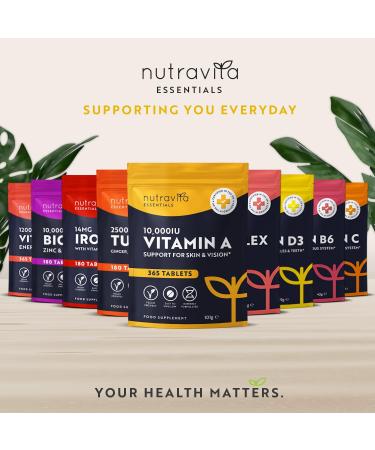 Vitamin A 10,000 IU 365 Tablets - High Strength Supplement for Skin, Eyes & Immune System - Vegan-Friendly - Nutravita - Buy Online on GoSupps.com