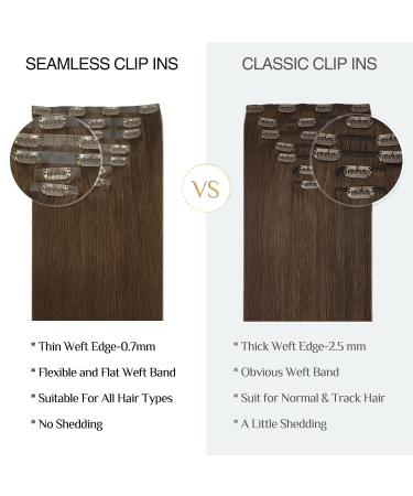 Doores Seamless Real Hair Extensions - 45cm 18 Inch Chocolate Brown 110g Remy Human Clip-Ins | Thick Hair Natural Look - Buy Online on GoSupps.com