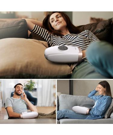 Runelk Cordless Hand Massager with Heat and Air Compression - 6 Massage Modes for Arthritis and Carpal Tunnel - Pain Relief and Acupressure Therapy - White - Buy Online on GoSupps.com