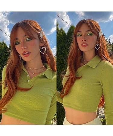 FAELBATY Super Long Orange Curly Wave Wig with Bangs - 26 Synthetic Cosplay Wig for Women - Buy Online on GoSupps.com