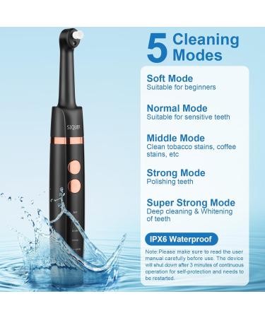 SIQUER Tooth Polisher - Electric Plaque Remover & Teeth Whitening Kit with 5 Speed Modes LED Light & 5 Brush Heads - Effective Dental Tool for Home Use - Buy Online on GoSupps.com