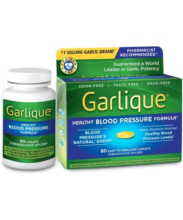 Garlique Garlic Extract Supplement - Healthy Blood Pressure Formula - Odorless & Vegan - 60 Caplets - Buy Online on GoSupps.com