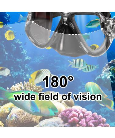 PIYAZI Adult Snorkel Set - Panoramic Wide View Mask, Anti-Fog Glass, Full Dry Top Snorkel - Perfect for Scuba Diving and Swimming - Includes Travel Bag and Ear Plug - Black - Buy Online on GoSupps.com