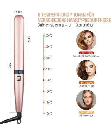Culwad Smooth Iron Hair Straightener - 25mm Ceramic Plate Digital Display Dual Voltage Automatic Shut-Off - Rose Gold - Buy Online on GoSupps.com