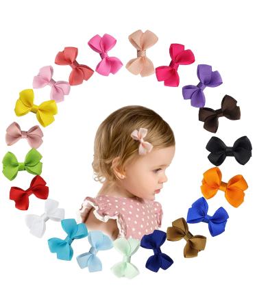 20 pieces small hair loops hair bow for baby girl toddlers multi -colored hair clips loop hair clip hair accessories hair clips with crocodile chrams and ripic bands arches
