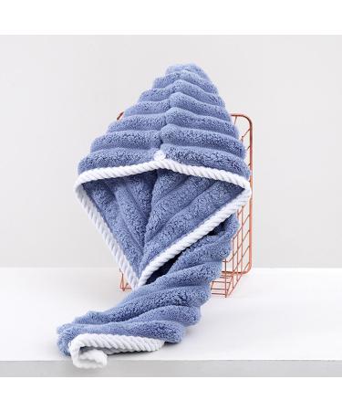 Hair Drying Cap - Fast Absorption Coral Fleece Towel Hat for Women & Men | Adjustable Shower Cap with Button - Ideal for Quick Drying Hair | Blue - Buy Online on GoSupps.com