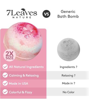 7Leaves Nature English Rose Premium Bath Bomb 6oz - All-Natural Fizzies for Moisturized Skin, Relaxing Bubble Bath - Gift Idea for Birthday, Mothers Day, Valentines, Anniversary, Christmas - Buy Online on GoSupps.com