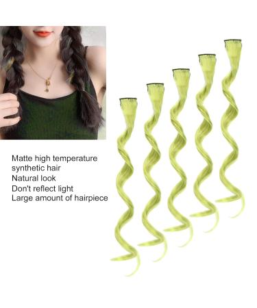 Shop 5 Pcs Arctic Green Clip-In Colored Hair Extensions | 21.7 Inch Synthetic Highlights for Women & Girls - Buy Online on GoSupps.com
