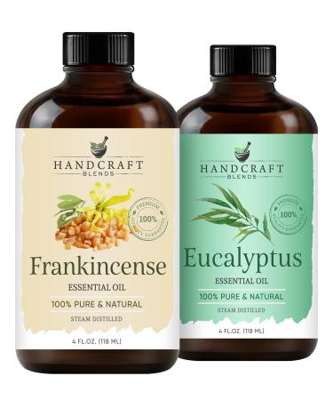 Handcraft Blends Meditative Air Set: Eucalyptus and Frankincense Essential Oils (2 x 4 Fl Oz) 100% Pure & Natural for Diffuser Aromatherapy and DIY Projects