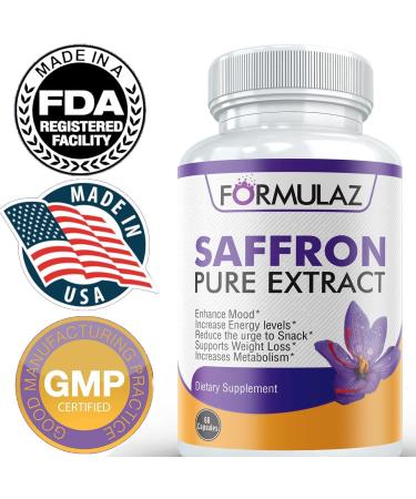 Saffron Supplement 88.5mg - Natural Appetite Suppressant for Heart & Eye Health, Mood & Metabolism Boost - Buy Online on GoSupps.com