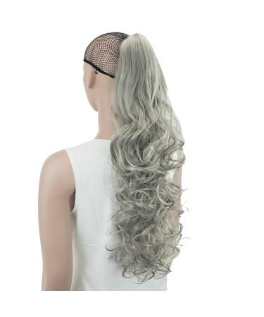 Imissu 24-Inch Thick Chaotic Curly Ponytail Extensions - Clip-In Jaw-Claw Hair Parts (Gray) | International Shipping Available - Buy Online on GoSupps.com