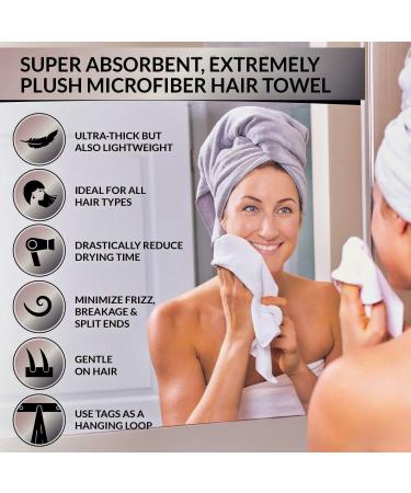 Luxe Beauty Essentials Microfiber Hair Towel - Absorbent Plush Towel for Women with Curly, Long, Thick Hair - 20x40 Grey - Buy Online on GoSupps.com