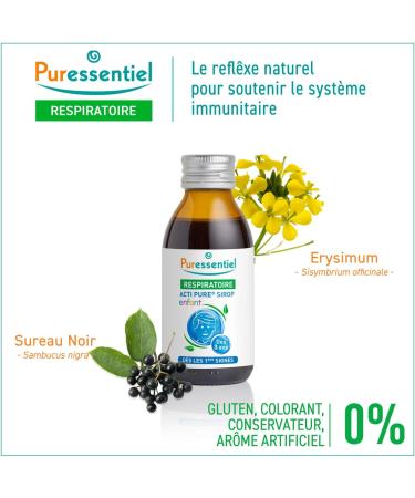 Puressentiel Respiratory Pure Acti Syrup for Children aged 3 Years Honey Erysimum and Elderberry Extracts Vitamin D3 Natural and Delicious Taste 125 ml - Buy Online on GoSupps.com