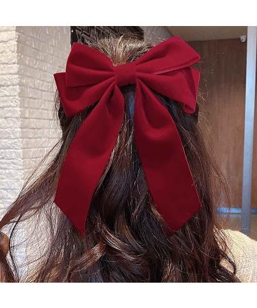 Inilbran Vintage Red Velvet Bow Hair Clips - Long Tail Satin Barrettes for Women - Buy Online on GoSupps.com