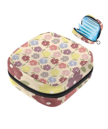 Menstrual Bag Zipper Ladies Napkin Pouch Tampons Collection Bag for Women and Girls (Colorful Flowers) Color 3