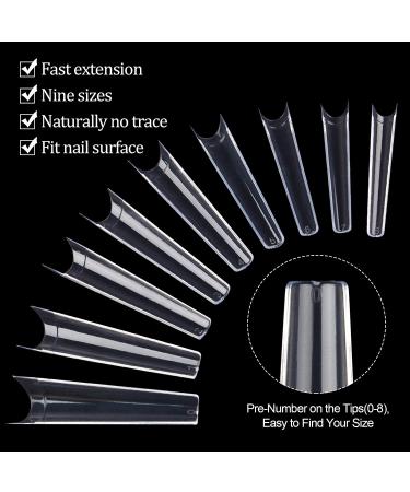 Kalolary 550Pcs XXL Long Coffin Nail Tips - Clear Acrylic Fake Nails for Salon and DIY Nail Art - Buy Online on GoSupps.com