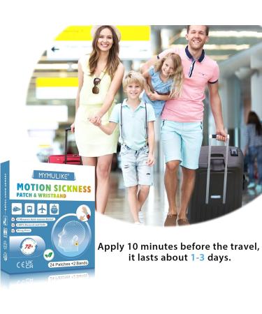 MYMULIKE 24ct Motion Sickness Patches + Bracelet - Relief from Nausea, Dizziness & Vomiting - Anti Seasickness Patch - 26pc Set - Buy Online on GoSupps.com