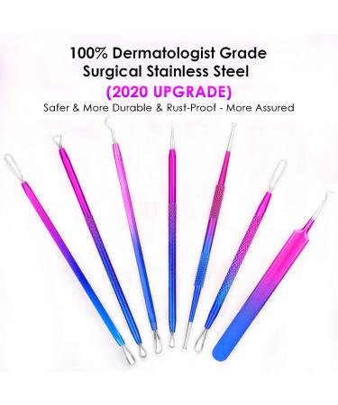Pimple Popper Tool 7PCs Spot Popper Comedone Blackhead Remover Kits with Curved Tweezers and Pimple Popper Spot Remover for Facial Skin 7 Count (Pack of 1) - Buy Online on GoSupps.com