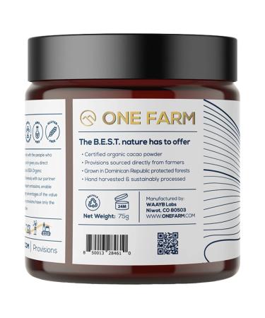 Organic Cacao Powder - Single Estate, Non-GMO, Fair-Trade, Vegan, Gluten-Free Rizek Cacao for Cooking & Baking | 100% Raw, Resealable Jar - One Farm by WAAYB - Buy Online on GoSupps.com
