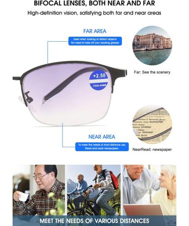 Vevesmundo Bifocal Sun Reading Glasses Set - Metal Tinted Protection for Men | +1.0 to +3.5 | 3 Pieces - Buy Online on GoSupps.com