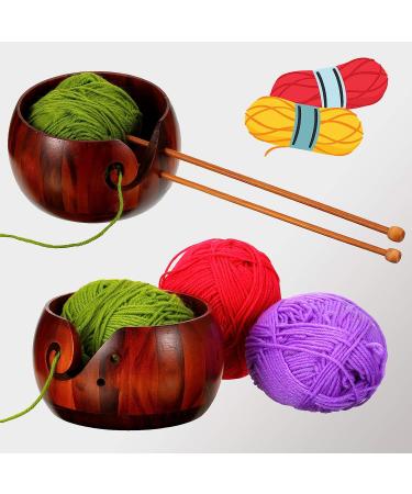 Willbond Wooden Yarn Bowl - Handmade 6x3 inch Knitting & Crochet Holder with Holes for DIY Accessories - Buy Online on GoSupps.com