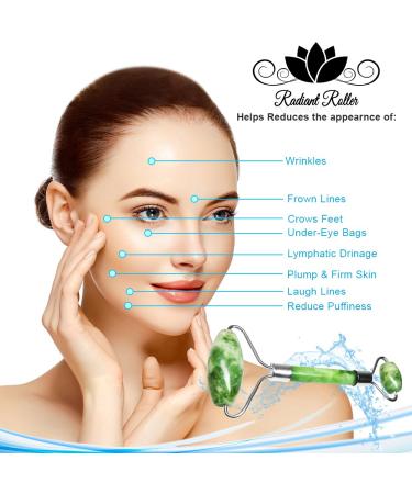 Premium Quality Anti Aging Jade Roller - 100% Natural Real Jade Stone Facial Massager for Skin Rejuvenation & Slimming Therapy - Buy Online on GoSupps.com