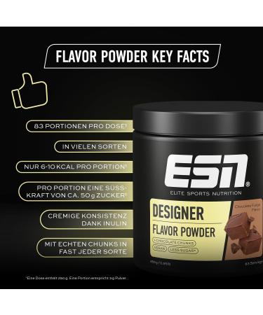 ESN Designer Flavor Powder - Chocolate Fudge 250g | Low Sugar Low Calorie Made in Germany | Premium Flavoring for Desserts - Buy Online on GoSupps.com