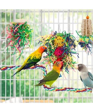 Bird Toys Parakeet Toy Chewing Shredding Foraging Toys Hanging Toy Bird Shredded Paper Bird Cage Accessories Bird Rope Perch for Conure Cockatiel Budgies Lovebird Parrot - Buy Online on GoSupps.com