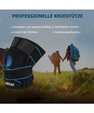 Buy Fevan Kniebandage with Side Stabilizers - Neoprene Knee Support for Men & Women | Ideal for Sports - Black/Blue & Blue/Black Options - Buy Online on GoSupps.com