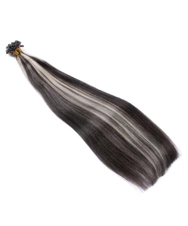Keratin Bonding Hair Extensions - #1B/Gray - 70cm 50 Strands 100% Remy Real Hair - U-Tip by Novon Hair Extensions - Buy Online on GoSupps.com