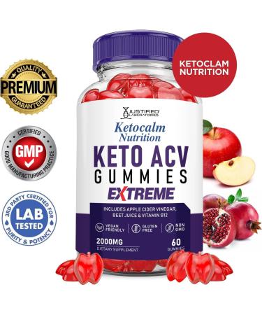 Justified Laboratories (2 Pack Ketocalm Nutrition Keto ACV Apple Cider Vinegar Formulated with Pomegranate Beet Juice Powder B12 Vegan Non GMO 120 Gummies 60 Count (Pack of 2) - Buy Online on GoSupps.com