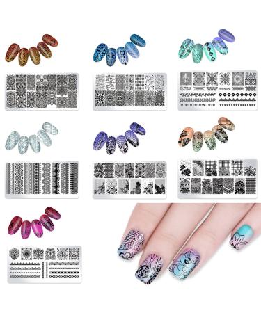 Nail Art Stamping Plates Set - Panda Unicorn & Flower Designs - Silicone Manicure Tools with Scraper | Style D03 - Shop Internationally! - Buy Online on GoSupps.com