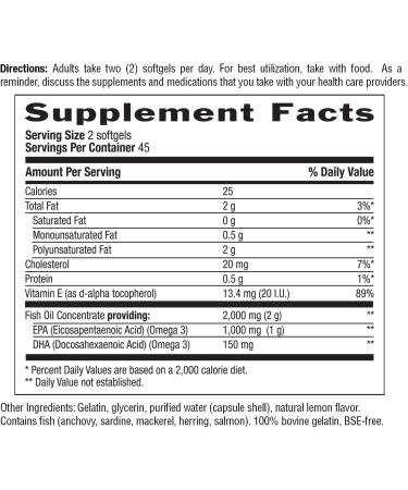 Country Life Omega 3 Mood 2000mg Fish Oil with EPA & DHA Brain Heart & Mood Support Lemon Flavored No Fishy Aftertaste Certified Gluten Free Non-GMO 90 Softgels - Buy Online on GoSupps.com