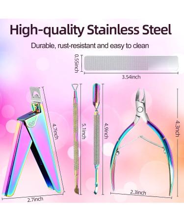 Acrylic Nail Care Kit - 5 in 1 Set with Nail Clippers, Glass File, Cuticle Trimmer, Pusher & Remover - Professional Stainless Steel Manicure Pedicure Tools - Buy Online on GoSupps.com