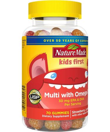 Nature Made Kids First Multivitamin with Omega-3 Gummies - 70 Count for Nutritional Support - Buy Online on GoSupps.com