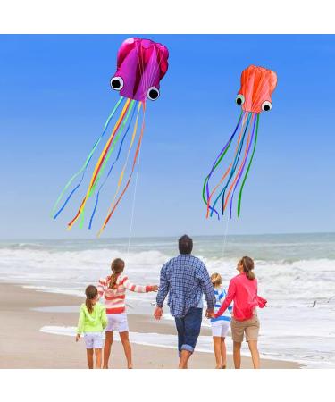 HENGDA KITE: Large Easy Flyer Octopus Kite for Kids - 31 Inches Wide - Perfect for Beach or Park - Orange & Purple - Buy Online on GoSupps.com