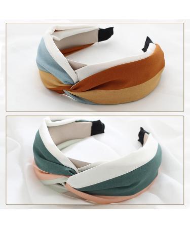 Buy 2 Retro Boho Hair Ties for Women - Vintage Fabric Hair Bands for Fitness Yoga & Makeup - Orange & Brown - Buy Online on GoSupps.com