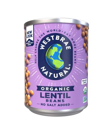 Westbrae Natural Organic Lentil Beans, No Salt Added, 15 Oz (Pack of 12) (Packaging May Vary) Lentils