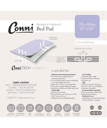 Conni Reusable Bed Protection - Absorbent Waterproof & Washable for Incontinence Bedwetting & Excessive Sweating - 95 x 85 cm - Gray - Buy Online on GoSupps.com