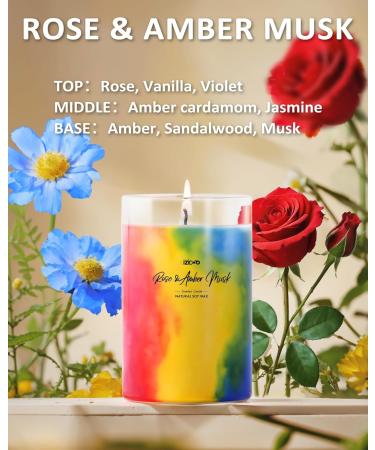 Buy IZIDDO Colourful Scented Candles - Rose & Musk Aromatherapy | 15oz Long Lasting Handmade Candles for Home Birthday Gifts & Aromatherapy - Buy Online on GoSupps.com