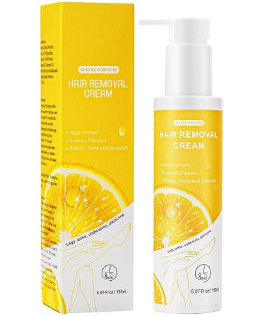 Lemon Flavor Hair Removal Cream for Women and Men, Painless Non-Irritat for Sensitive Skin, SONOBOM Bikini Hair Removal Cream For Intimate Area, Arms, Legs, Underarms, Chest, 5.07 Fl oz