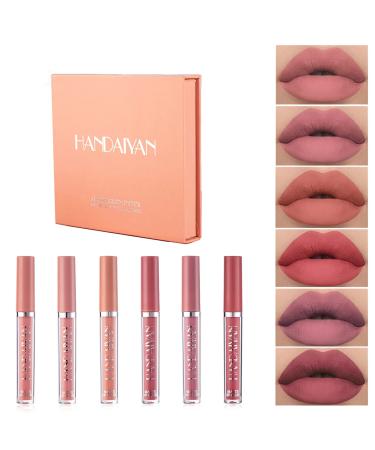 Kiogyek 6PCs/Matt LipGloss Set Sexy Liquid Lipstick Long-term waterproof nude moisturizer Liquid Lipstick Make-up gift set (B)